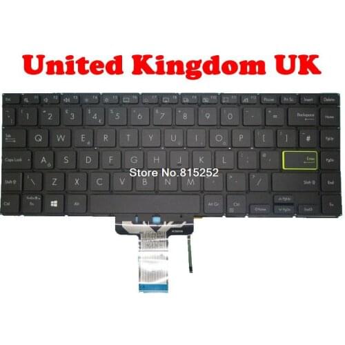 Laptop Keyboard For ASUS M433IA 0KNB0-282AUK00 NSK-W3SBQ ASM19G56GBJH182 Without Frame Black United Kingdom UK With Backlit