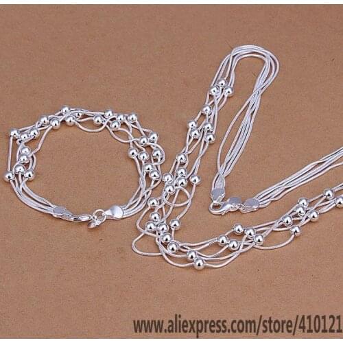 KN-S063 Hot Sale High Quality Anniversary Gifts Fashion Jewelry Sets Wholesale Silver Charms Fashion Jewelry Five Lines Of Bean