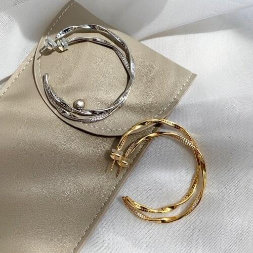 Fashionable commuter HOOP studded twisted circle earrings personality temperament earrings earrings women