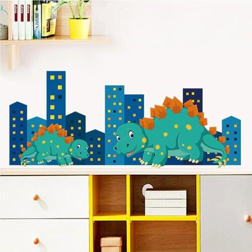 Cartoon dinosaur buddies wall stickers self-adhesive home decor kids room decoration baby bedroom decor cute pattern sticker