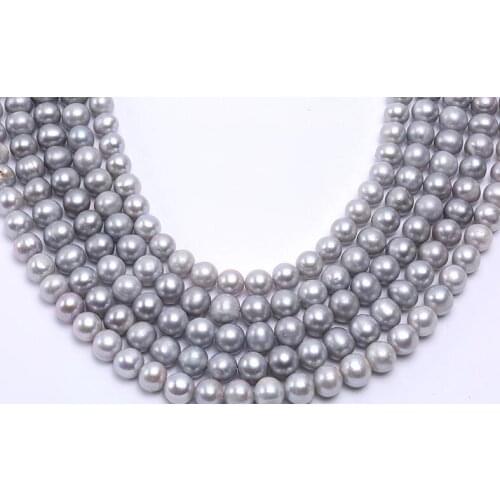 Genuine pearl 11-12mm gray freshwater pearl loose beads DIY gift one strands Hole Approx 1mm 37CM 15