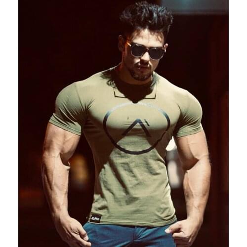 2021 Muscle fitness brothers Europe and America mens sports running training slim new summer cotton T-shirt