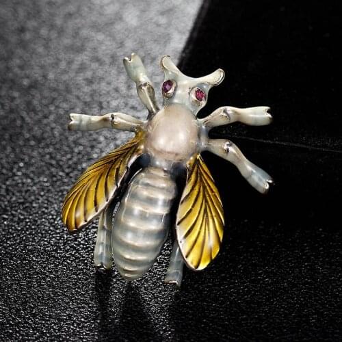 Very Nice brown peach enamel Bee brooches Kids insect Girls Clothes Accessory fashion Womens Corsage Accessories broches