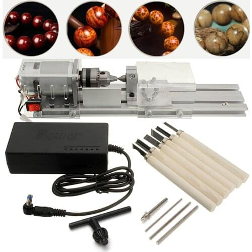 DC 24-36V 96W Mini Lathe Beads Machine Woodworking DIY Lathe Standard Set Buddha Beads Polishing Cutting Drill Rotary 110-220V