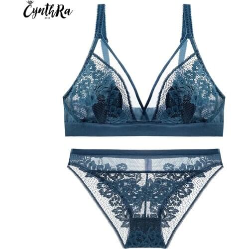 Push Up Women Bra Set Sexy Lace Thin Gathered Underwear Large Size Wireless Seamless Bra And panty Soft Femme Lingerie Sets