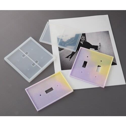 DIY Crystal Epoxy Resin Mold Square Double Hole Socket Pendant Jewelry Mirror Listing Decoration Silicone Mold