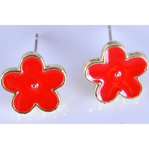 Stud Earring For Women And Girls Cute Resin Flowers Mixed Ear Wholesale Kids Jewelry Flower In Summer Zircon Brincos Gifts 2021