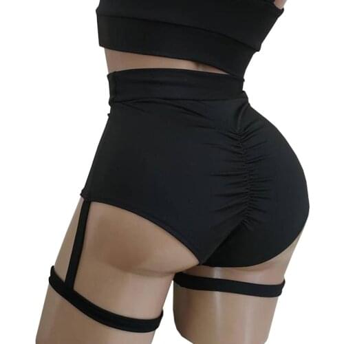 Plus Size Women Sexy Goth Shorts with Garter Leg Ring Club Slimming Shorts Pole Dance Bandage Tight Short Harajuku booty shorts