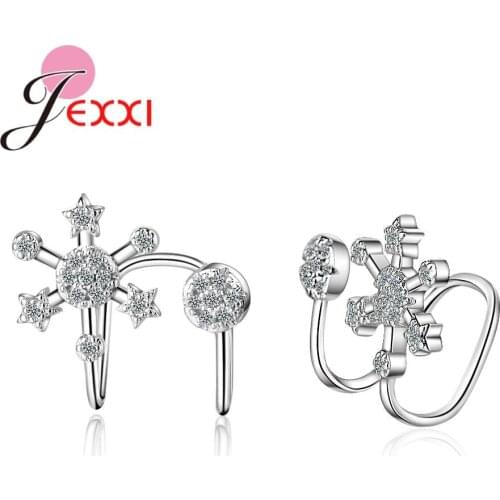 High Quality AAA Cubic Zirconia Stone Flower Clip Earring Cuff for Women Brides Fashion Wedding Engagement Bridal Jewelry HOT