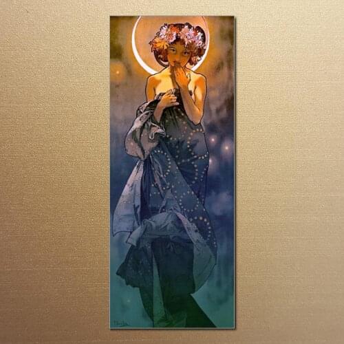 High quality The Moon Alphonse Mucha oil painting canvas Hand painted Portrait Modern Art Reproduction