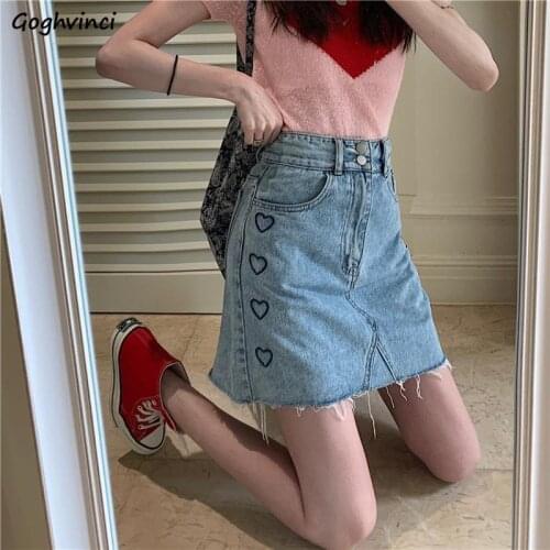 Vintage Embroidery Denim A-line Skirts Women Empire Mini Harajuku Fur-lines Student Faldas Hip Summer New Stylish Streetwear Ins