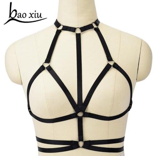 Fetish Body Harness Wear Cage Bra Women Sexy Bondage Lingerie Handmade Cupless Body Harness Goth Crop gothic club Gothic Bra