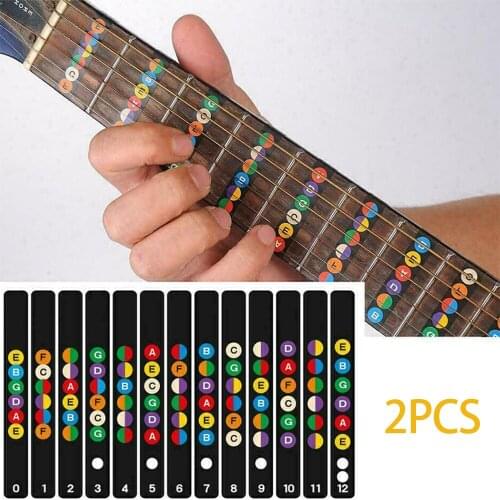 2pcs/set Guitar Fretboard Notes Map Labels Sticker Guitar Beginners Fingerboard Scale Decals For 6 String Guitar Accessories