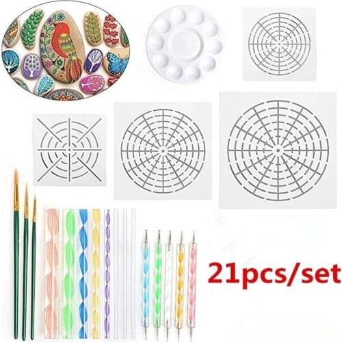 21pcs Mandala Dotting Tools for Painting Rocks Mandala Painting Dotting Stencil Dot Mandala Kit