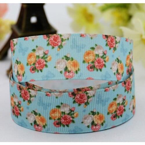 22mm 25mm 38mm 75mm Flowers Cartoon Printed grosgrain ribbon party decoration sewing supplies 10 Yards X-00230