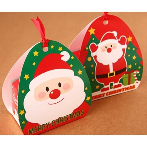 25 pieces/lot) Christmas Decoration Santa Claus Cookie Candy Box Kids Gift Red Cake Boxes New Year Party Supply B072