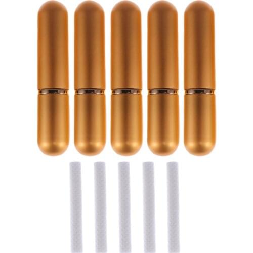 5 Sets Empty Nasal Inhalers Perfume Tubes with Cotton Wicks for Aromatherapy