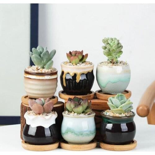 6pcs/set Ceramic Flowerpot Set Mini Thumb Succulent Plant Pot Planter Owl Animal Vase Garden Home Decor Safe Package