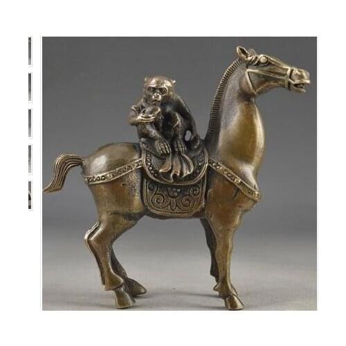 Art Bronze home decoration Selling Elaborate Chinese Vintage Copper Handwork Monkey Riding on the Horse Auspicious Statue