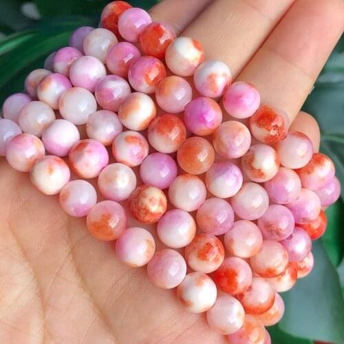 Natural Stone Beads Orange Pink Persian Jades Round Beads For Jewelry Making Needlework Diy Charms Bracelet Necklace 6 8 10 12mm