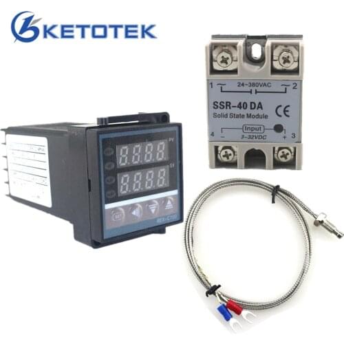 REX-C100 Digital PID Temperature Controller SSR Output 0-400C with 1m Thermocouple K SSR 40A