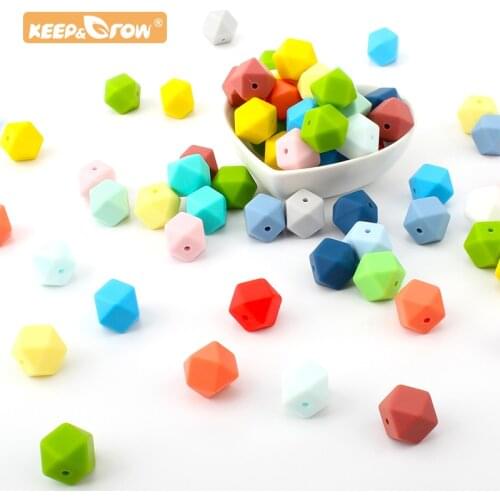 14MM Baby Silicone Hexagon Teething Beads 100/200/500pcs Newborn Teether BPA Free DIY Necklace Pacifier Chain Baby Product