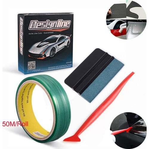 FOSHIO 50M Vinyl Wrap Car Stickers Decal Film Knifeless Tape Design Line Car Wrapping Suede Squeegee Kit Window Tint Accessories