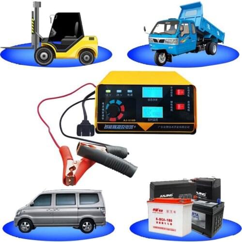 Car Repair Tools Battery Charger For 12V 24 V Automobile Motorcycle Battery Yellow Trapezoid US EU Standard