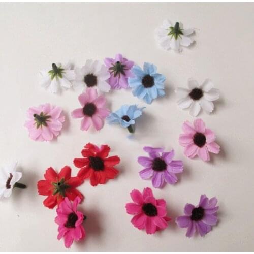 Artificial flowers head Blue daisy simulation jump small daisy flower head flower decoration flower 3CM