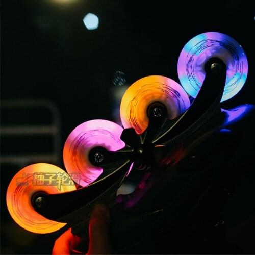 Japy Skate 8pcs Original Flying Eagle Laeer Flash Skate Wheels LED Lighting Sliding Rollers 88A Slalom Wheels For SEBA Patines