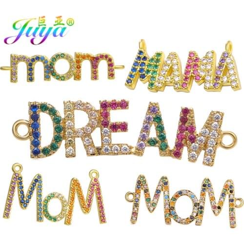Juya DIY Womens Jewelry Making Accessories Handmade Crystals DREAM MAMA MOM Letter Charm Connector For Bracelet Necklace Making