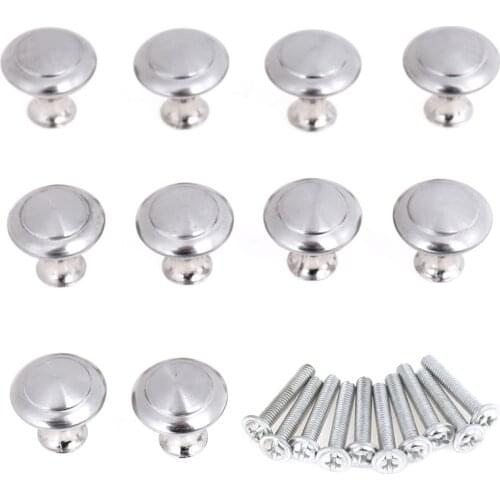 10pcs/set Stainless Steel Round Cabinet Knobs Drawer Knobs Kitchen Cupboard Pull Handles Furniture Hardware Accessory