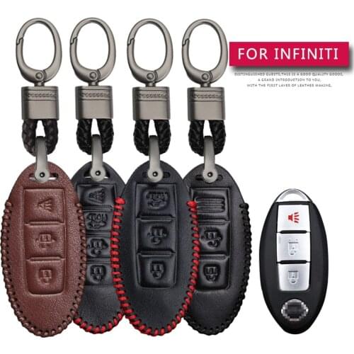 KUKAKEY Car Accessories Key Cover Case For Infiniti Q50 FX35 FX FX37 G37 G35 QX70 G35 Hand-woven Smoky Grey Metal Keyring