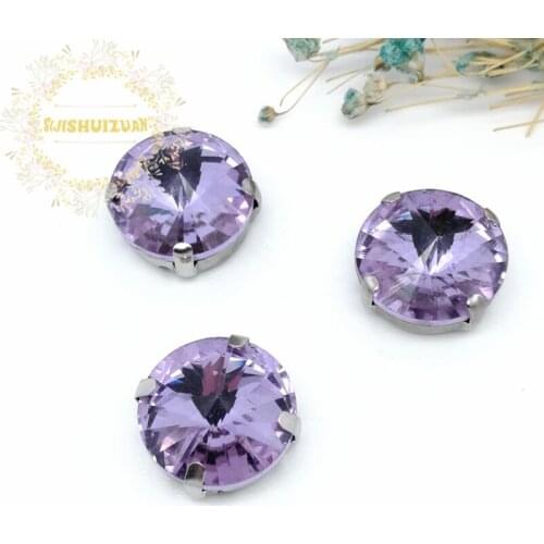 Best-selling Circular Satellite Crystal violet Crystal Glass Sewing Rhinestones Whith Claw DIY Jeans Woman and Wedding Dresses