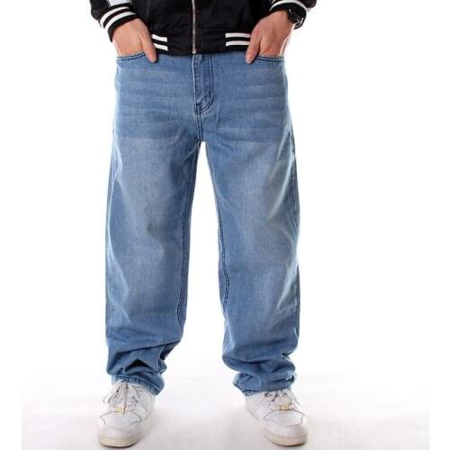 Fashion Streetwear Men Jeans Loose Fit Retro Blue Vintage Jeans Straight Denim Pants Homme Korean Hip Hop Wide Leg Long Trousers