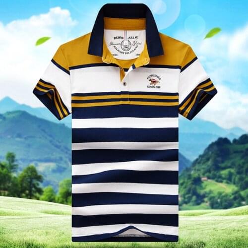 Business Casual Striped Polo Shirts Men 100% Cotton Breathable Summer Polo Men Large Size M-4XL Camisas Polo Tee Shirt Homme