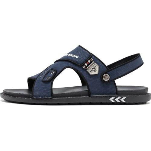 2021 Summer Mens Shoes Slippers Slip-On Solid Round Toe Leisure Concise Flat Heels Lazy Beach Breathable