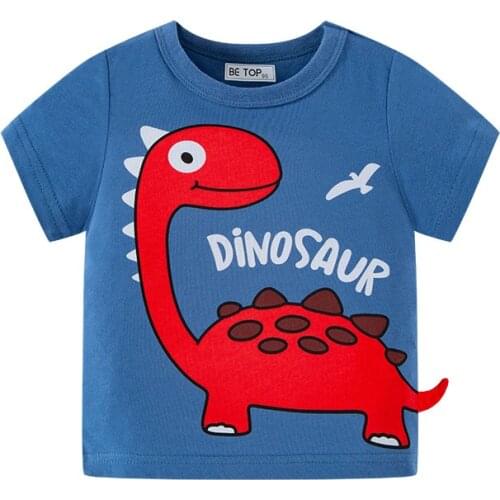 New childrens clothing childrens T-shirt summer Korean boys' short sleeve dinosaur cartoon top