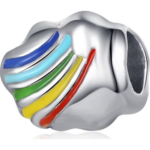 New Original Alloy Bead Rainbow Charm Colorful Enamel Fit Pan Bracelet Bangle DIY Women Jewelry Dropship Wholesale