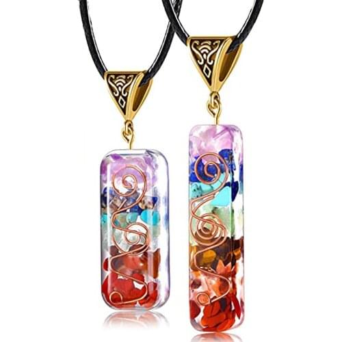 7 Chakra Energy Pendant Orgonite Rainbow Crystal Pendant Yoga Meditation Necklace Resin Jewelry For Women Men