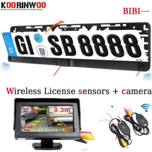 Koorinwoo Parktronic Wireless Car Parking Sensor car Monitor Digital Auto License Plate Frame Rear view camera Reversing Parking