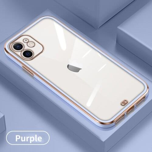 For iPhone 12 Pro Max Luxury Plating Frame Clear Case For iPhone 11 Pro Max Mini XR XS Max 7 8 Plus Soft Transparent Phone Cover