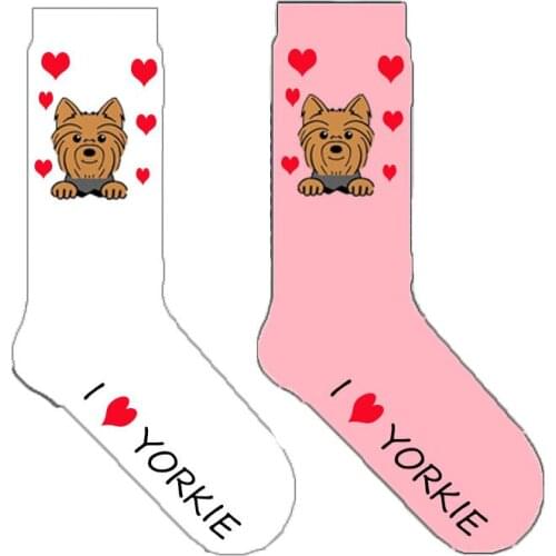 Cute womens Yorkshire Terrier socks heart socks with yorkie 50pairs/lot wholesale