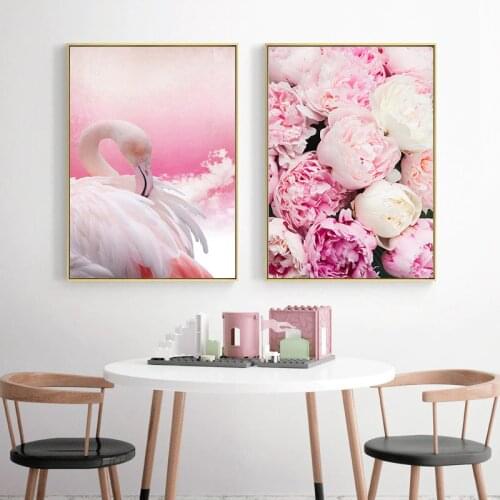 Nordic Canvas Painting Pink Flamingo Wall Art Poster Picture Home Decor Children Bedroom Living Room Home Decor Picture