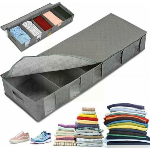 Large Capacity Underbed Storage Bin Bag With Zipper Non-Woven Foldable Closet Containers Dust-proof Organizer Box Clothes X3N0