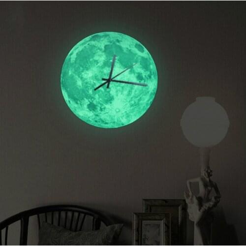 Luminous Wall Clock for Children Room Moon Sticker Fluorescent Kids Clocks Home Decor Wall Watch For Childrens Christmas Gift