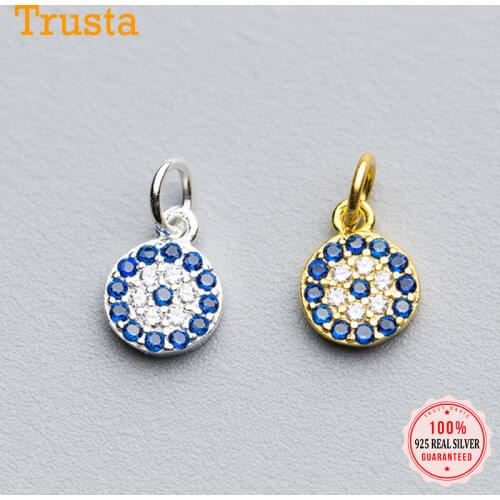 Trustdavis Real 925 Sterling Silver Fashion Sweet geometric Round CZ Eye Charm Pendant Handmade DIY Accessories Wholesale DZ14