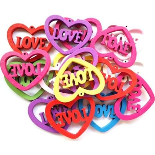 10pcs Love Heart Wooden DIY Embellishment Craft Decor Ornaments Wedding Gift Sewing Scrapbook DIY Jewelry Decor Supplies