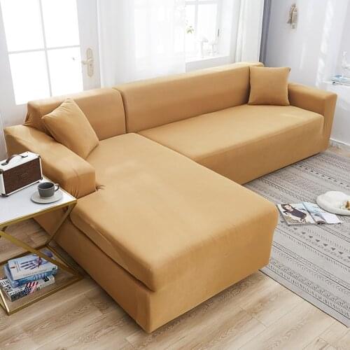 Universal living room solid color corner protection elastic spandex sofa cover elastic sofa cover L-shaped sofa need to buy 2pcs