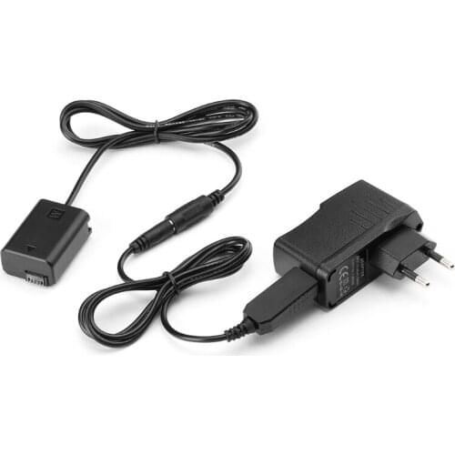 NP-FW50 Dummy Battery Eliminator + EU Plug 5V 3A USB Power Adapter for -Sony A5000, A6000, A6300, A6400, A6500, A7, A7II, G99B